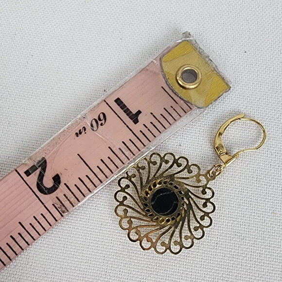 Vintage Gold Tone Flower Drop Earrings - Picture 4 of 4